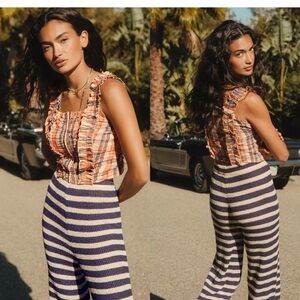 Anthropologie Ruffled Plaid Tank Verb - Pallavi Singhee Orange Motif NWT Size 3X